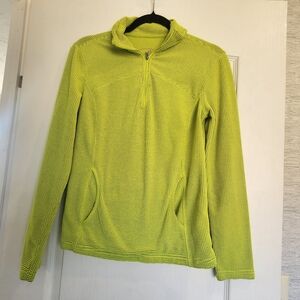 Tangerine Lime Green Waffle Knit Half-Zip Pullover S Euc